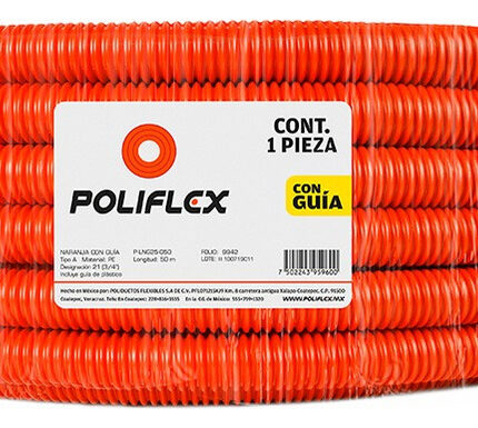 Rollo De Poliflex Naranja De 50 M 3/4 De Pulgada Con Guía