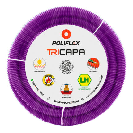 Poliflex Tricapa Morado Audio Ent 3/4 , Rollo Con 15 Metros