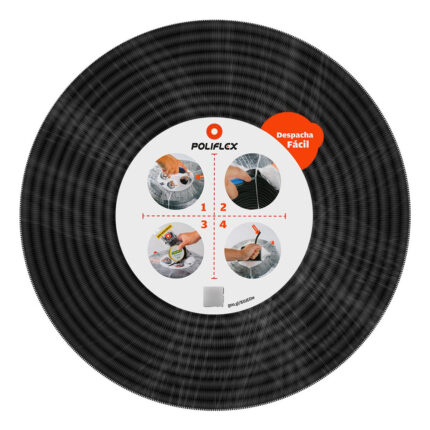 Poliflex Negro Automotriz Ranurado De 3/8  Rollo Con 50 M