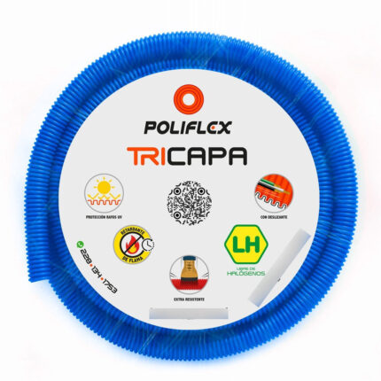 Poliflex Tricapa Azul Voz Y Datos Ent 3/4 , Rollo Con 15m