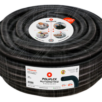 Poliflex Negro Automotriz Ranurado De 1 1/2  Rollo 50m