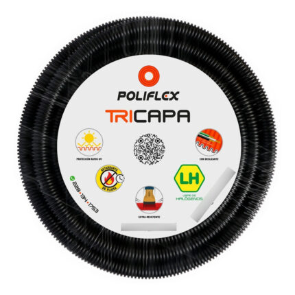 Poliflex Tricapa Negro Exteriores Ent 1/2 , Rollo Con 20 M