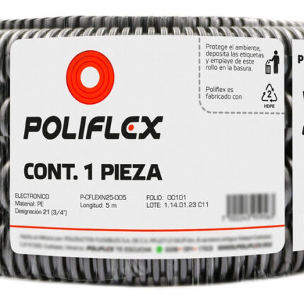 Poliflex Negro Ranurado De 3/4 , Rollo Con 5 Metros