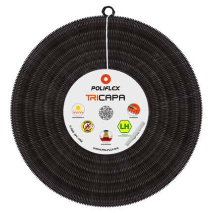 Poliflex Tricapa Negro Exteriores Ent Con Guía 3/4  50 M